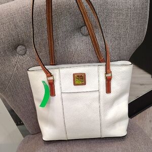 Dooney & Bourke White Tote with Brown Straps